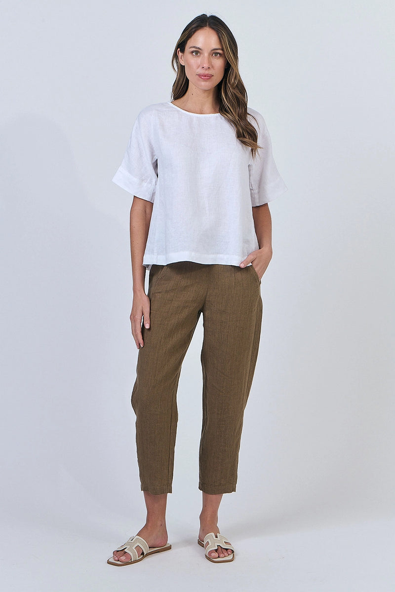 Naturals by O & J Linen Top in White GA585