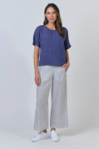 Naturals by O & J Linen Blouse in Blueberry GA587