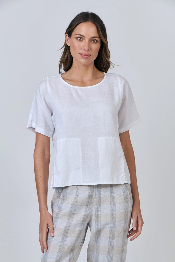 Naturals by O & J Linen Top in White GA587