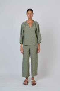Naturals by O & J Linen Pants in Artichoke GA398