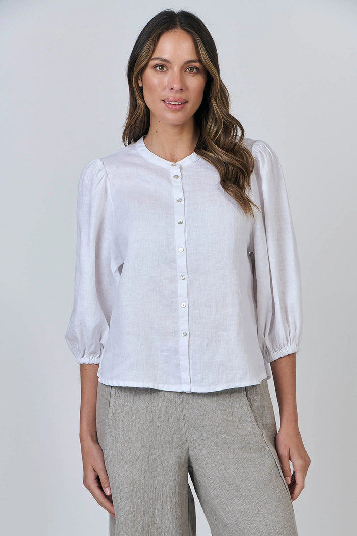 Naturals by O & J Linen Top in White GA590