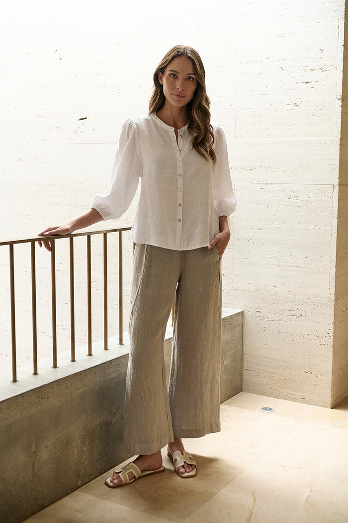 Naturals by O & J Linen Top in White GA590