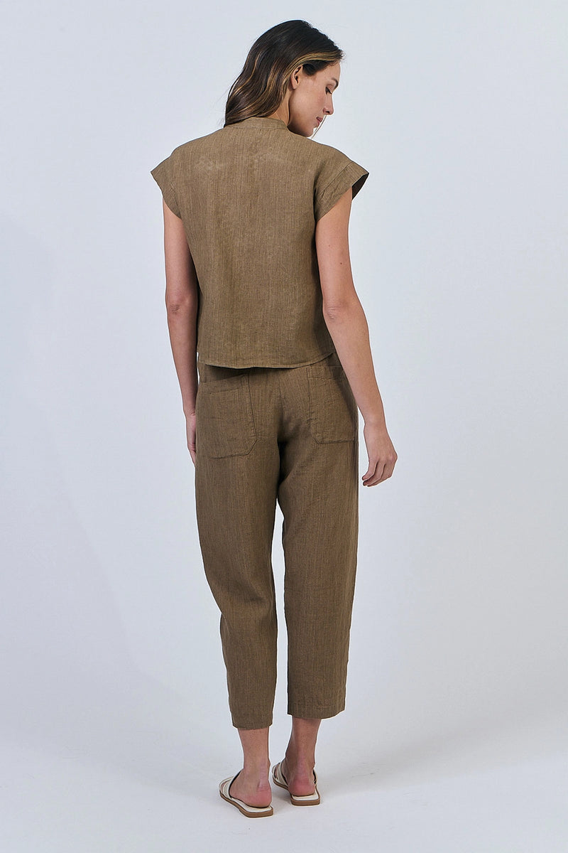 Naturals by O & J Linen Pants in Tobacco GA619
