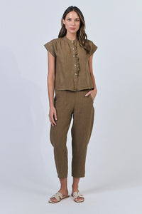 Naturals by O & J Linen Pants in Tobacco GA619