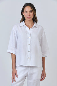 Naturals by O & J Linen Shirt in White GA596