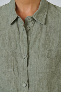 Naturals by O & J Linen Jacket in Artichoke GA598