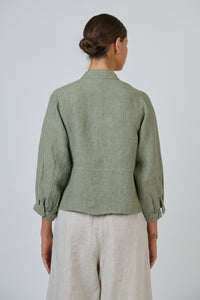 Naturals by O & J Linen Jacket in Artichoke GA598