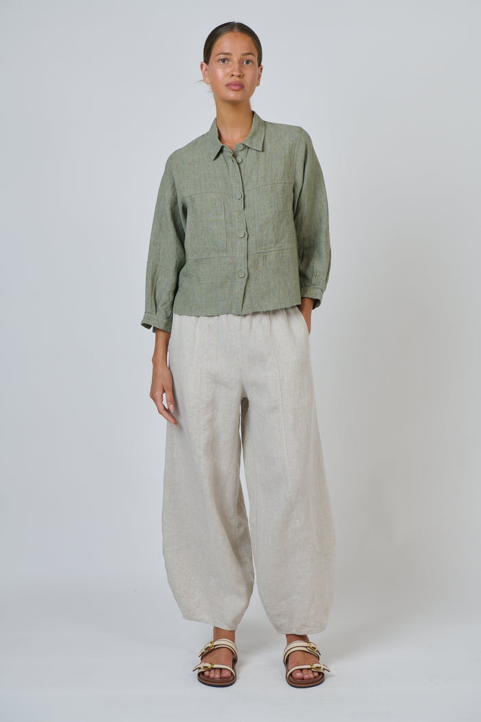 Naturals by O & J Linen Jacket in Artichoke GA598