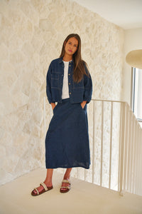 Naturals by O & J Linen Skirt in Eclipse GA736