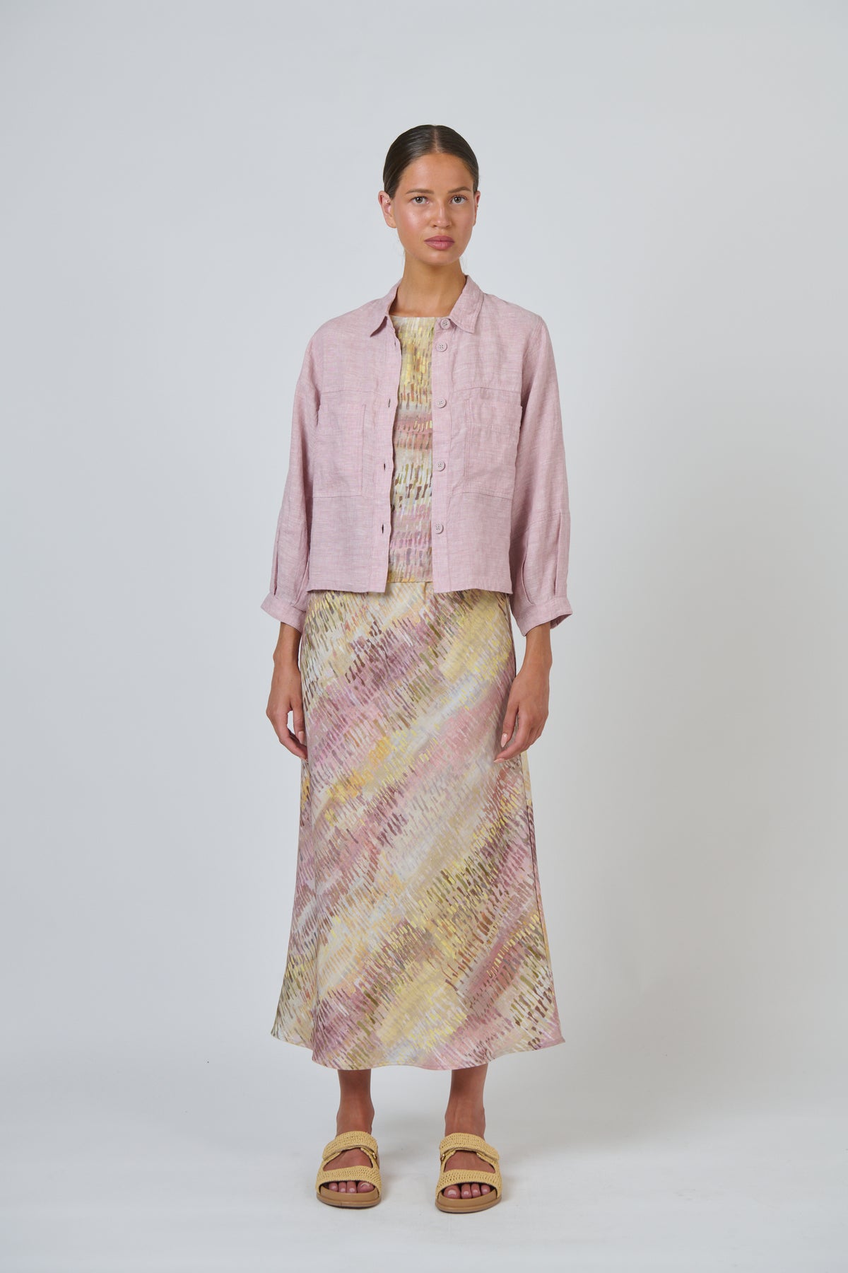 Naturals by O & J Linen Jacket in Radish GA598