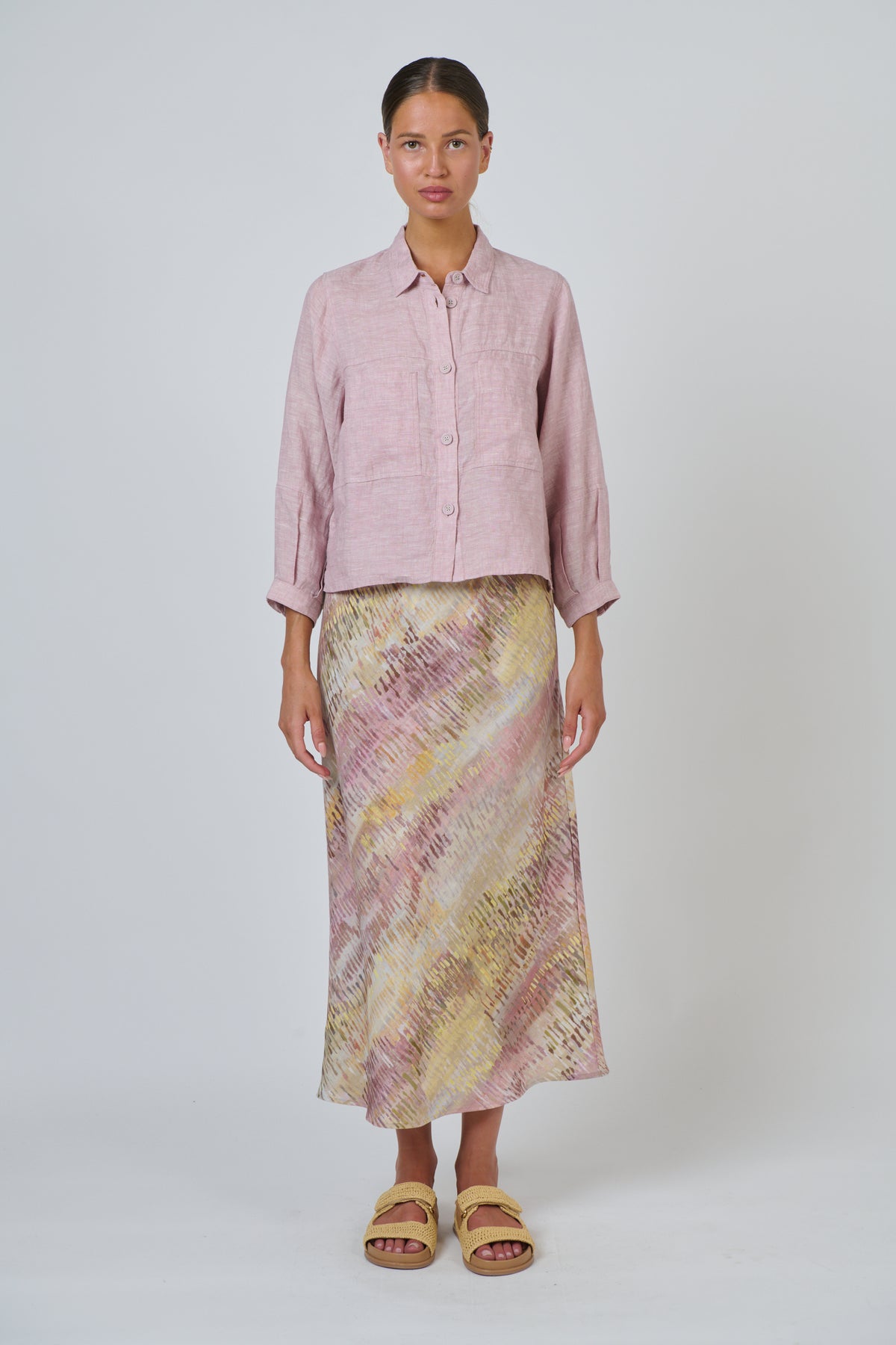 Naturals by O & J Linen Jacket in Radish GA598
