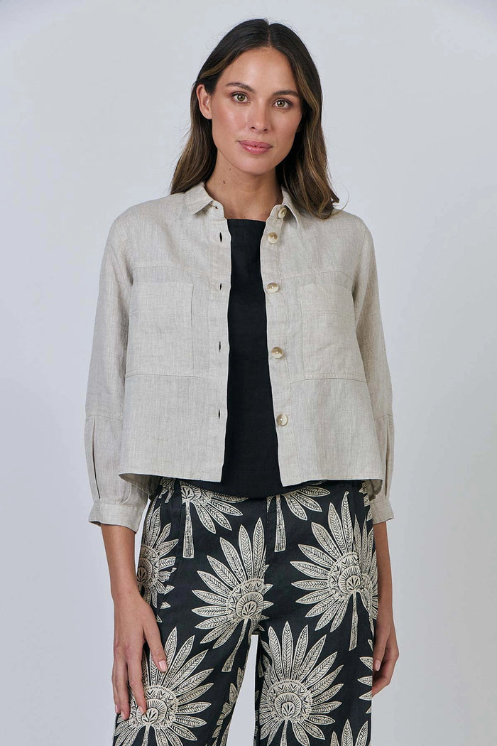 Naturals by O & J Linen Shirt in Sand GA598
