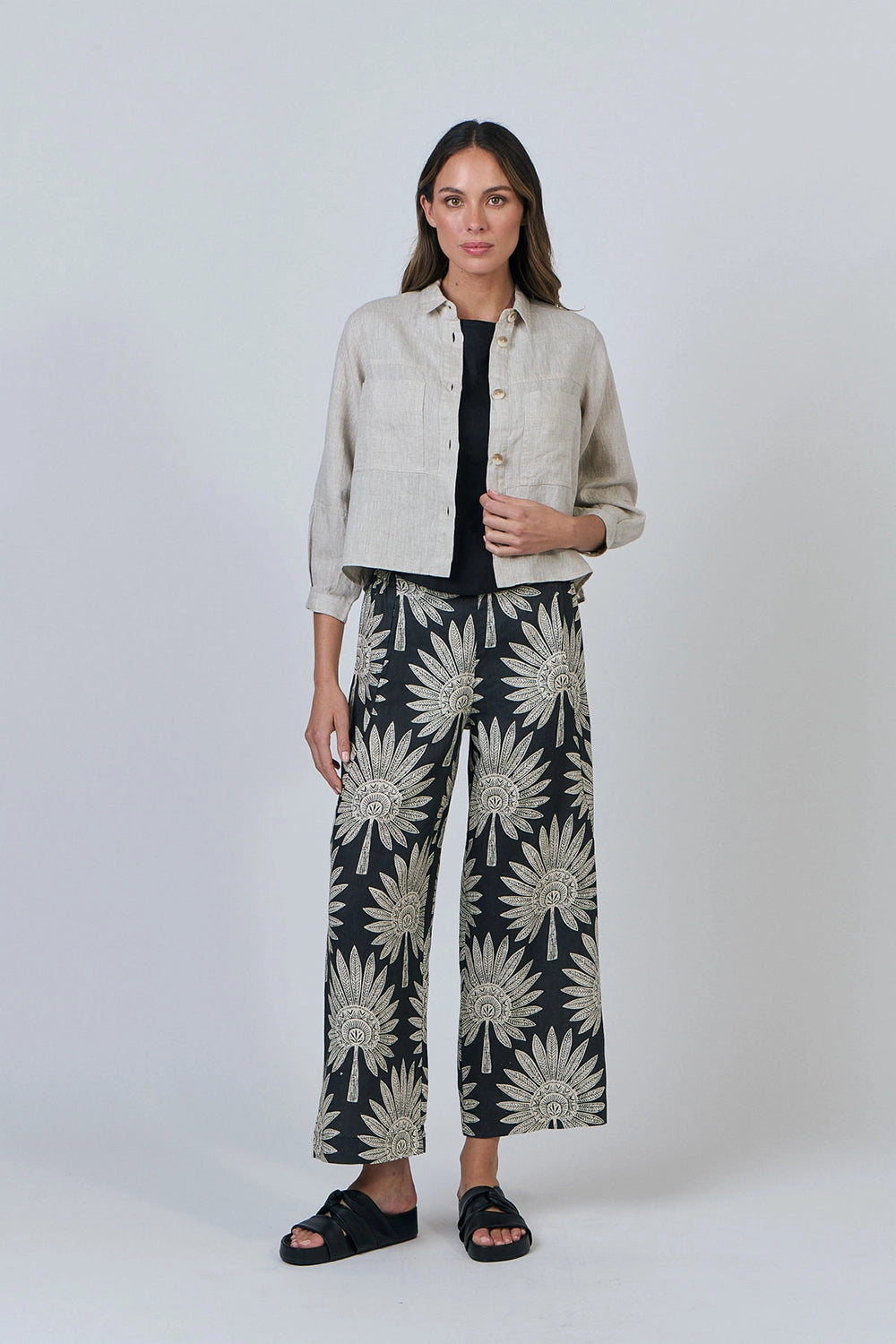 Naturals by O & J Linen Shirt in Sand GA598