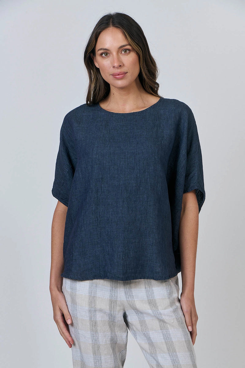 Naturals by O & J Linen Top in Poseidon GA600