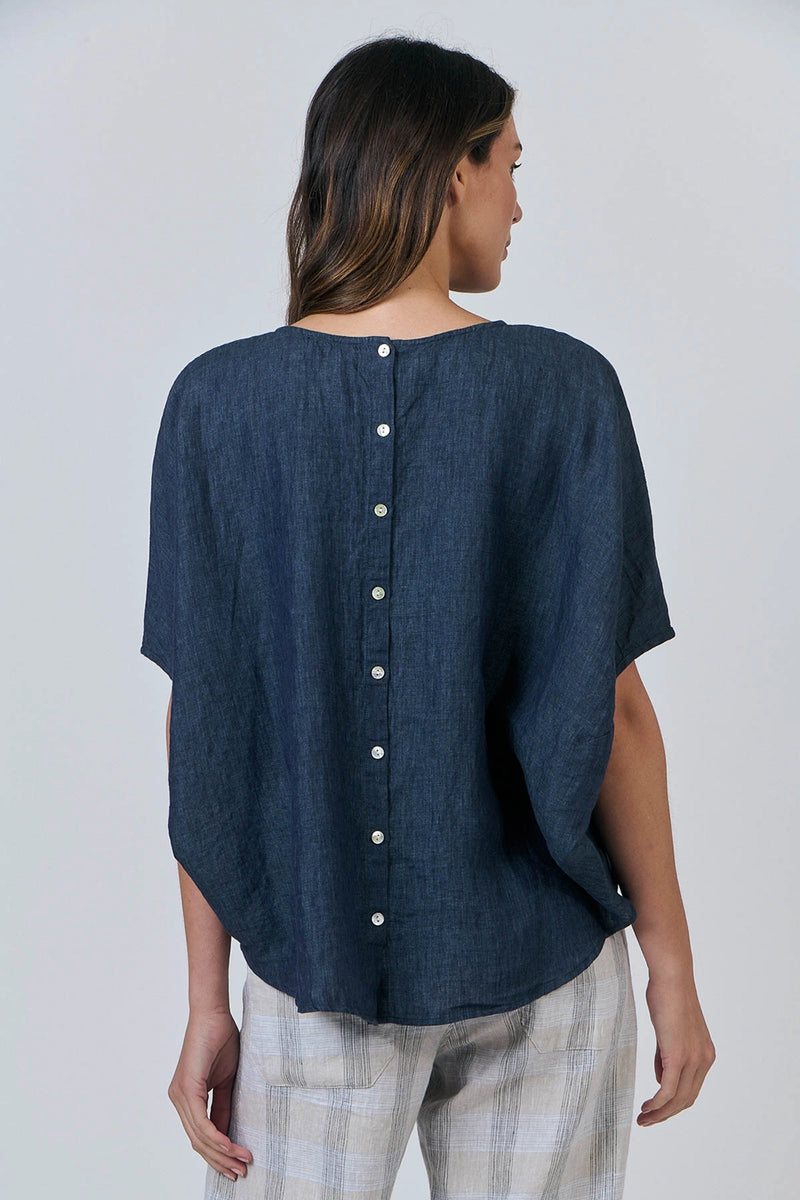 Naturals by O & J Linen Top in Poseidon GA600