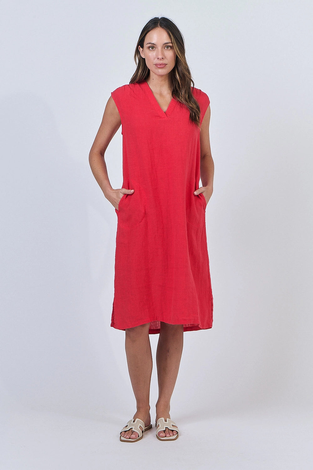 Naturals by O & J Linen Dress  in Buoy GA601