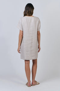 Naturals by O & J Linen Dress in Dune GA603