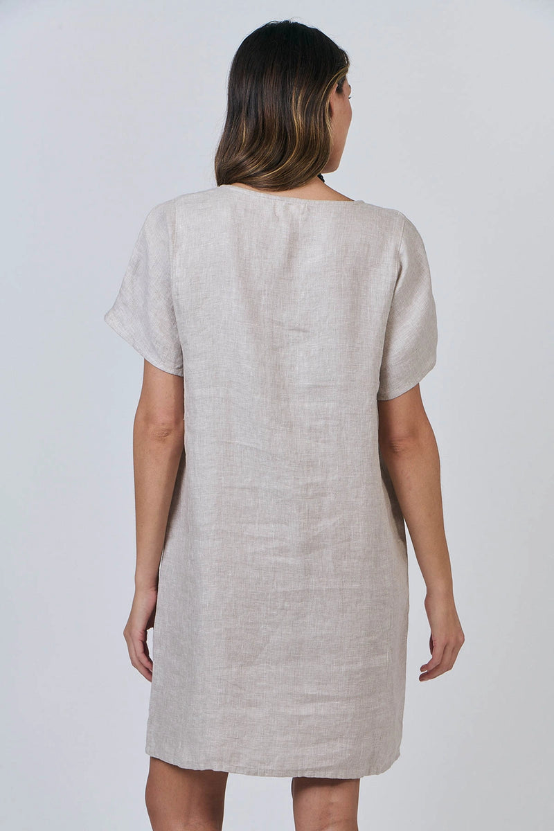 Naturals by O & J Linen Dress in Dune GA603