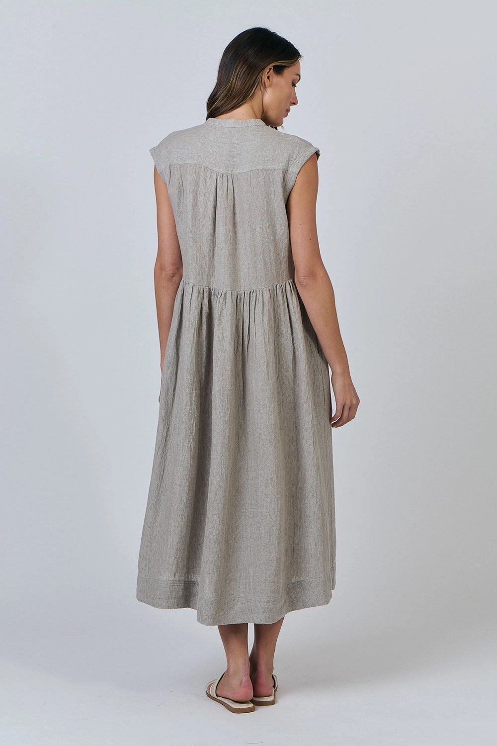 Naturals by O & J Linen Dress in Cement GA606