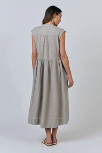 Naturals by O & J Linen Dress in Cement GA606