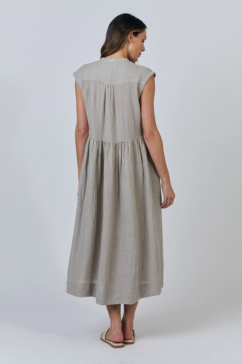 Naturals by O & J Linen Dress in Cement GA606