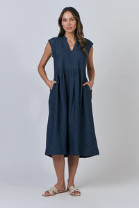 Naturals by O & J Linen Dress in Poseidon GA606