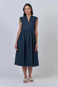 Naturals by O & J Linen Dress in Poseidon GA606