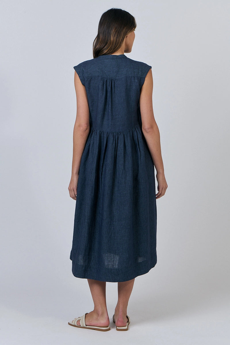 Naturals by O & J Linen Dress in Poseidon GA606
