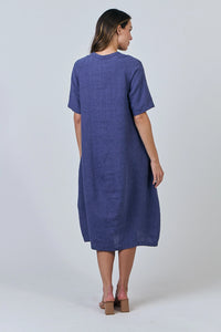 Naturals by O & J Linen Dress in Blueberry GA608