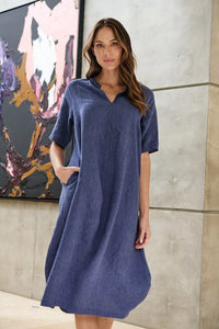 Naturals by O & J Linen Dress in Blueberry GA608