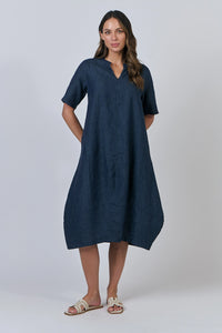 Naturals by O & J Linen Dress in Poseidon GA608