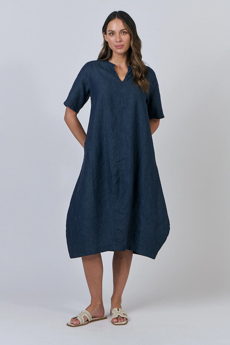 Naturals by O & J Linen Dress in Poseidon GA608