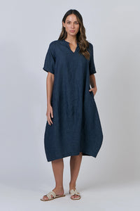 Naturals by O & J Linen Dress in Poseidon GA608