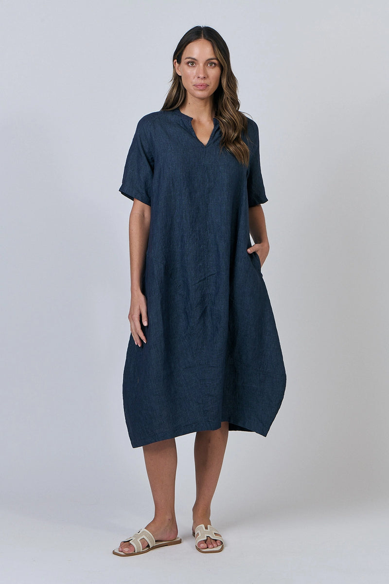 Naturals by O & J Linen Dress in Poseidon GA608