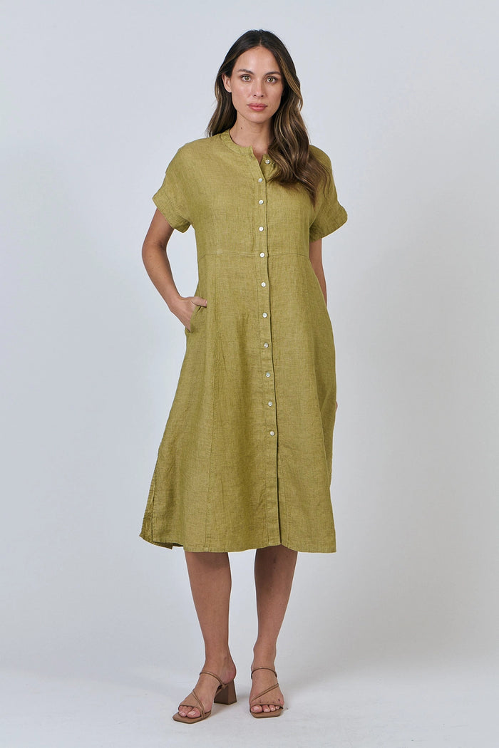 Naturals by O & J Linen Dress in Bamboo GA612