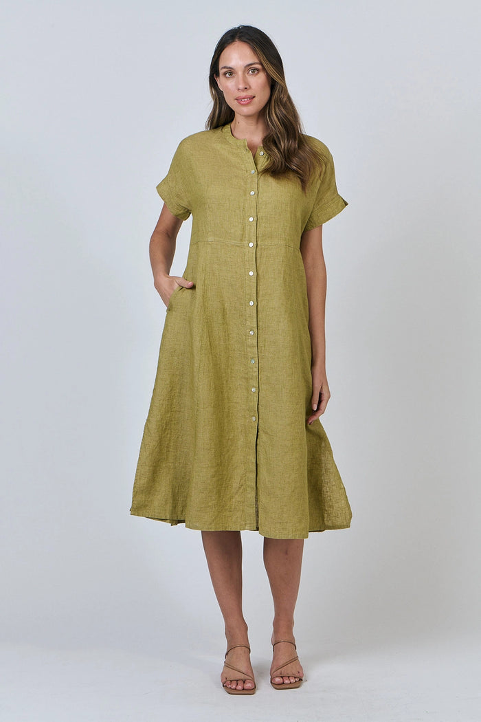 Naturals by O & J Linen Dress in Bamboo GA612