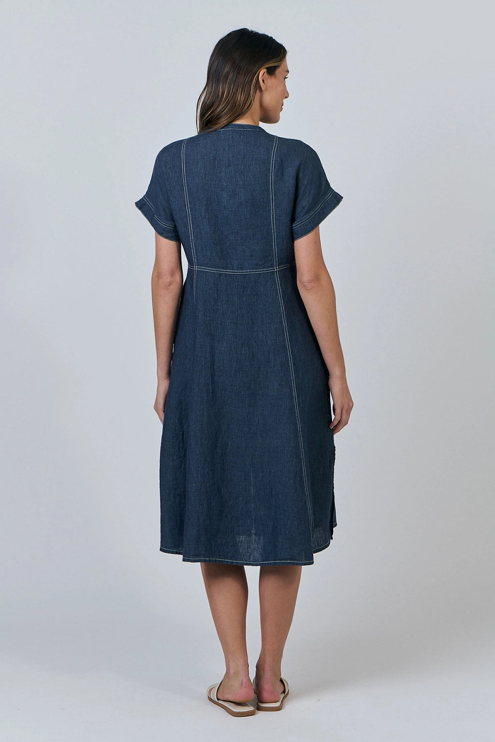 Naturals by O & J Linen Dress in Poseidon GA612