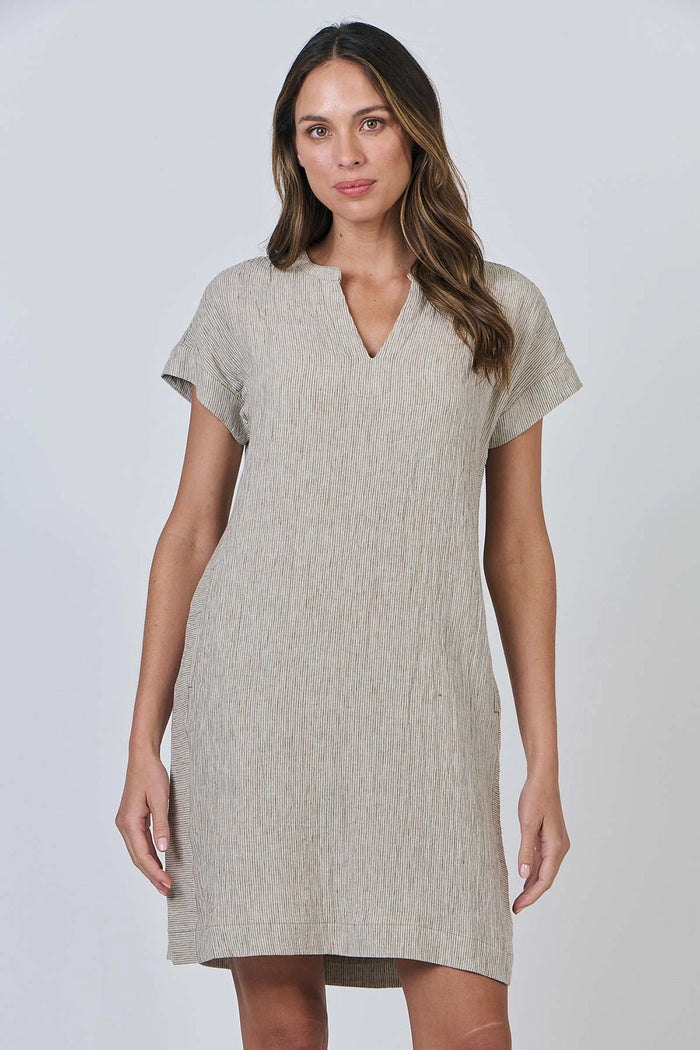 Naturals by O & J Linen Dress in Blister GA613