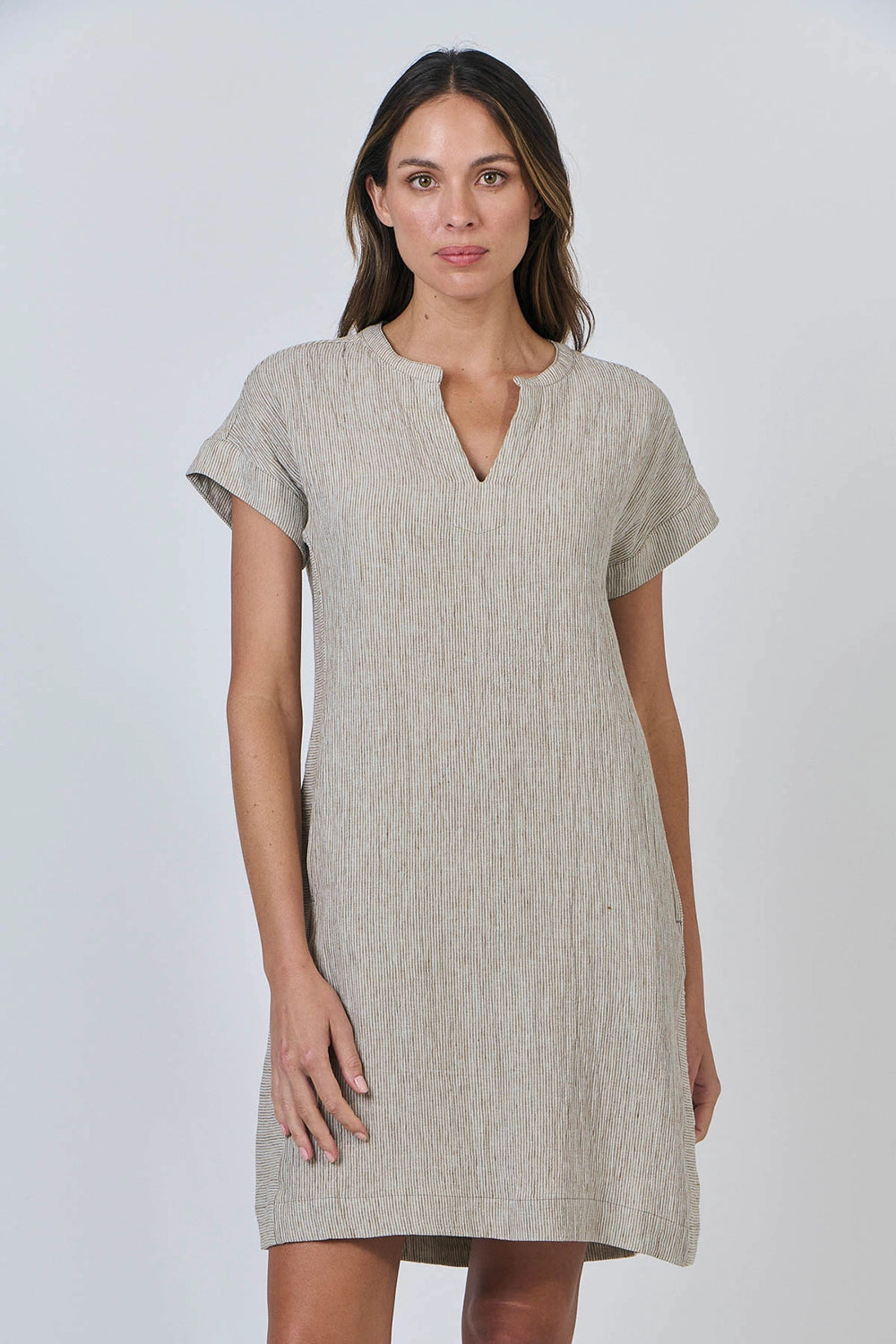 Naturals by O & J Linen Dress in Blister GA613