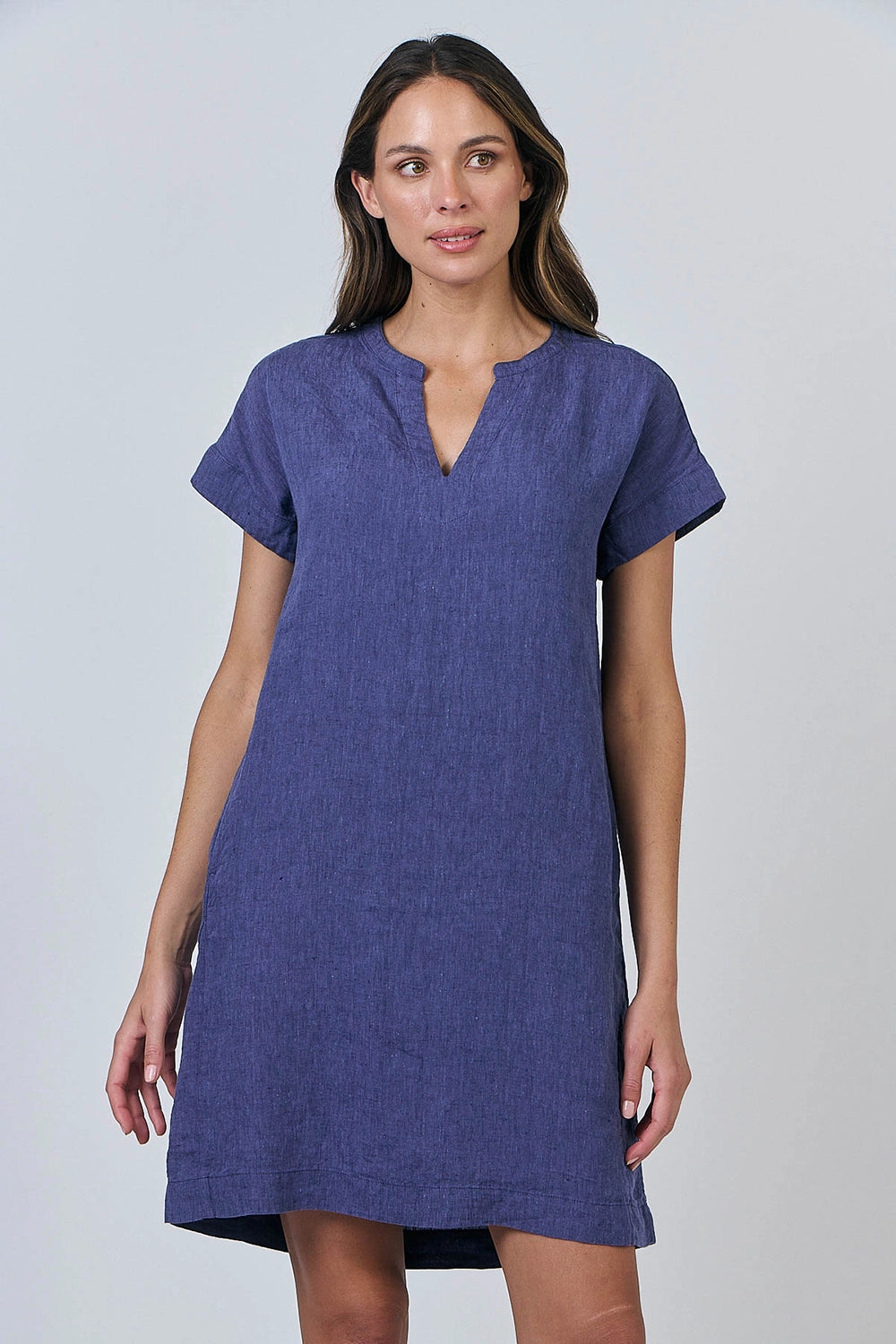 Naturals by O & J Linen Dress in Blueberry GA613