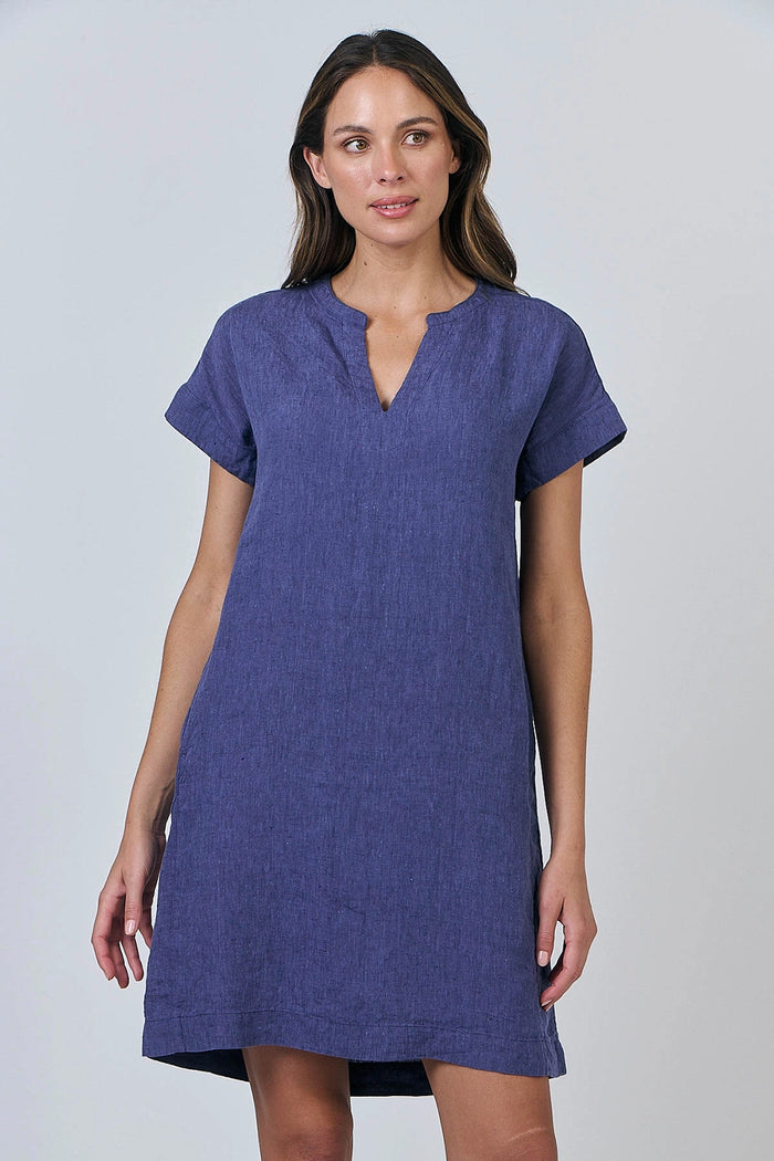 Naturals by O & J Linen Dress in Blueberry GA613