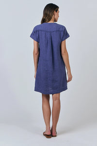 Naturals by O & J Linen Dress in Blueberry GA613