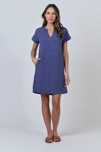 Naturals by O & J Linen Dress in Blueberry GA613