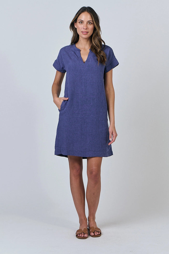 Naturals by O & J Linen Dress in Blueberry GA613