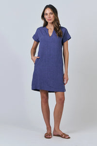 Naturals by O & J Linen Dress in Blueberry GA613