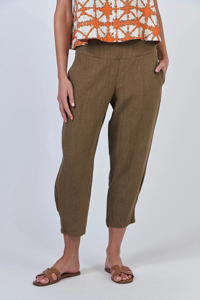 Naturals by O & J Linen Pants in Tobacco GA615