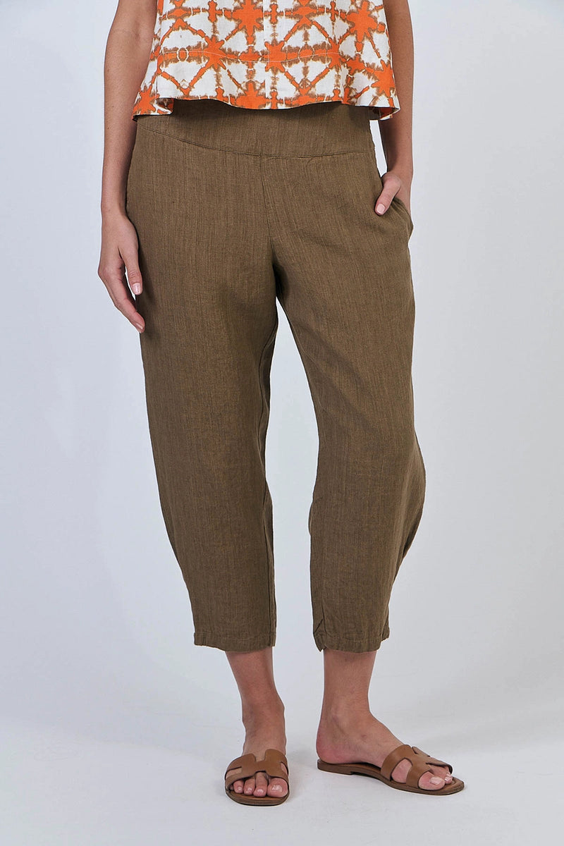 Naturals by O & J Linen Pants in Tobacco GA615