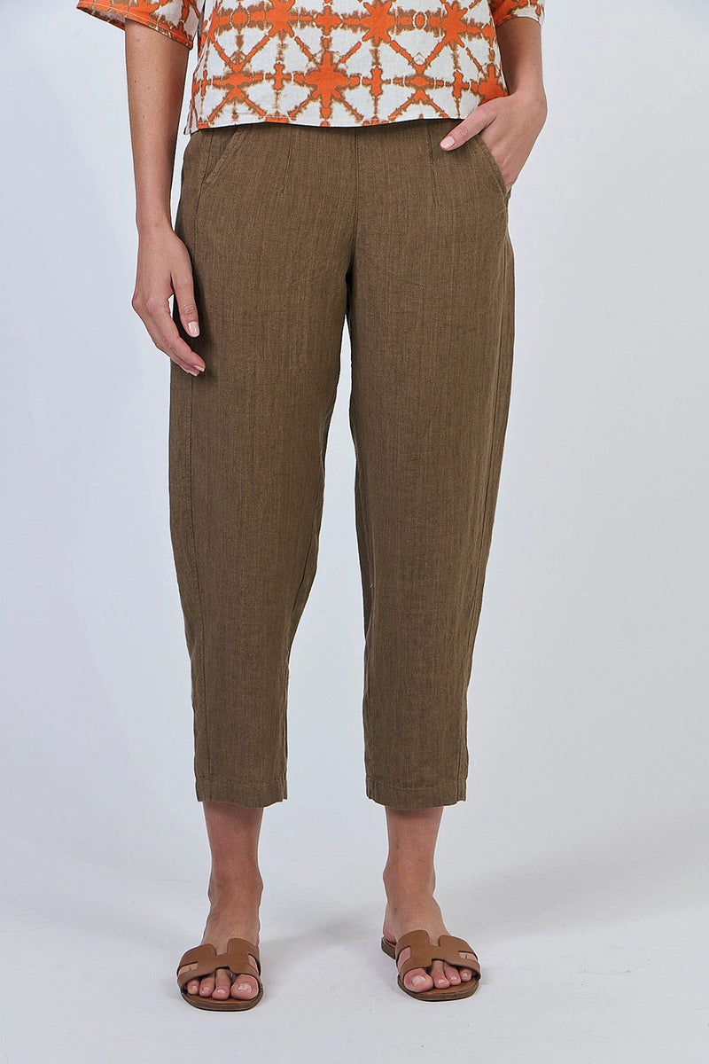 Naturals by O & J Linen Pants in Tobacco GA619