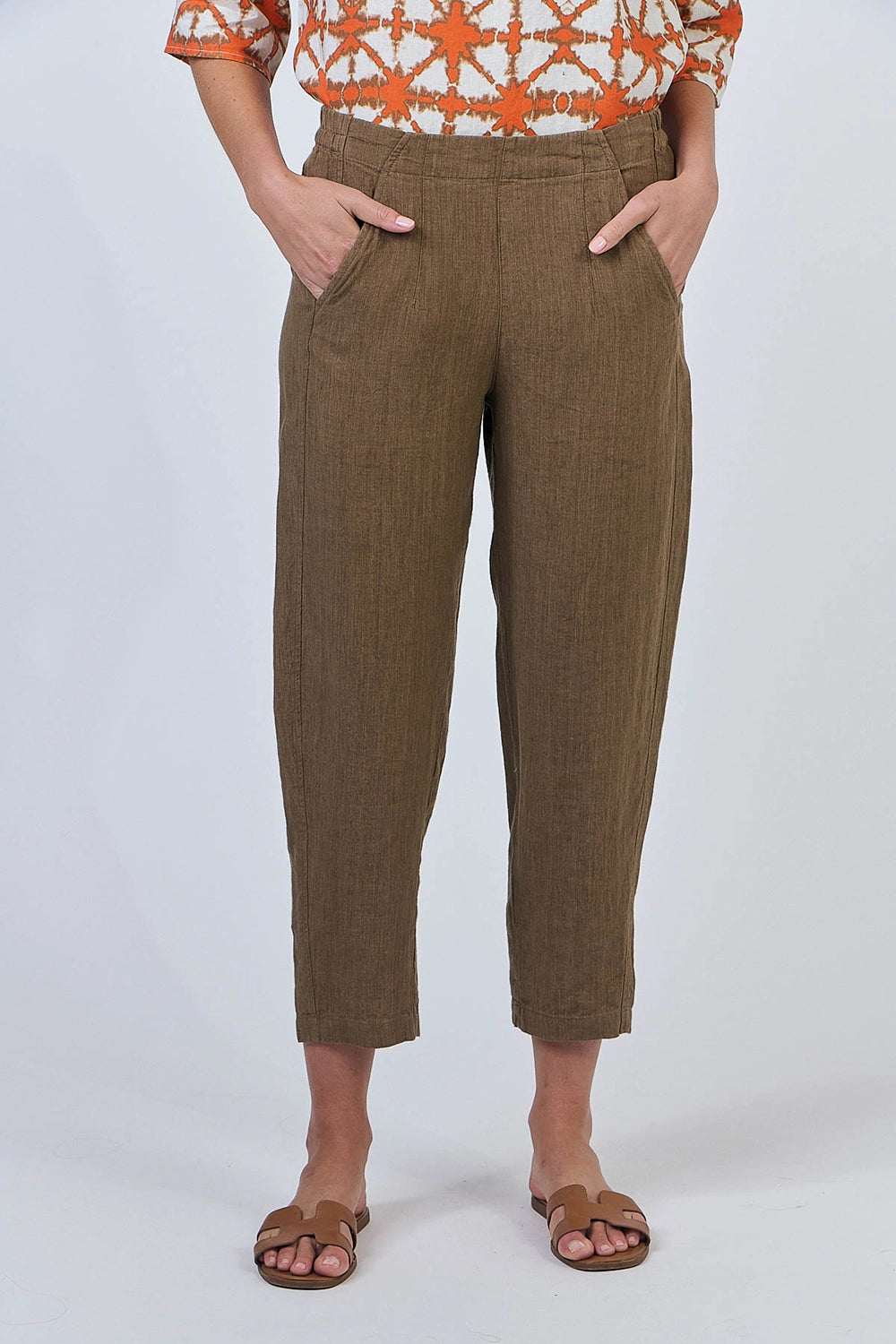Naturals by O & J Linen Pants in Tobacco GA619