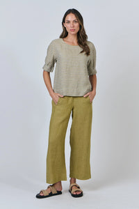 Naturals by O & J Linen Boat Neck Top in Reed GA623